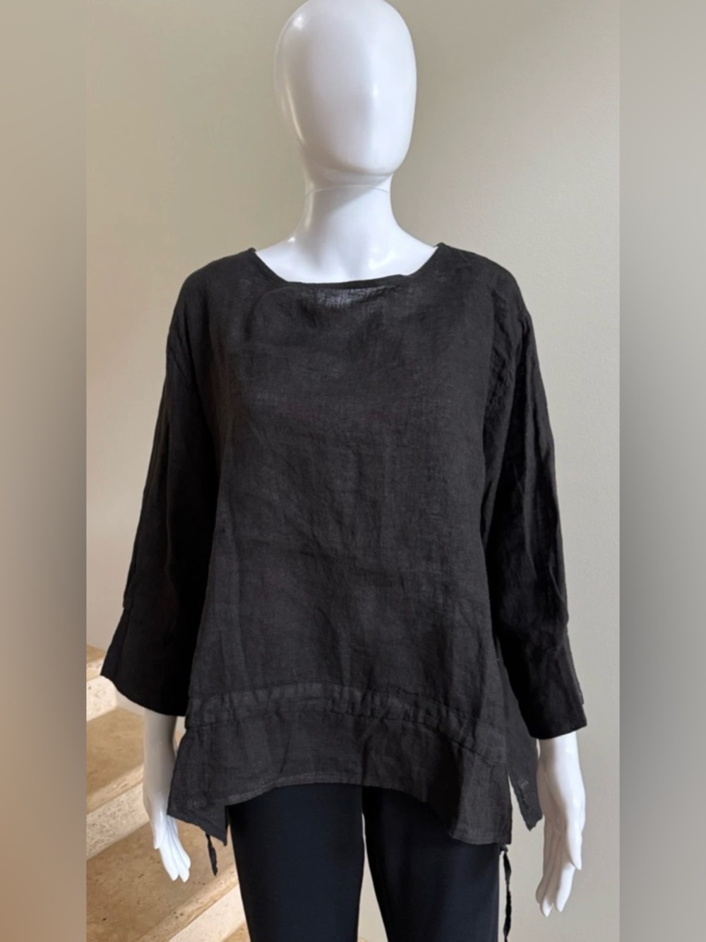 DEVITALIA Linen Ruffle Top Tunic, One Size